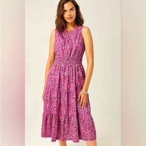 J. Jill Santa Rosa Dress Sleeveless Midi Dress L Tall Purple Boho Floral Paisley